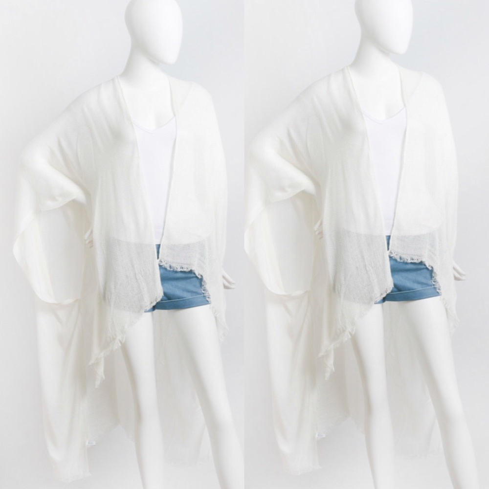 3/$25🧿NEW! Flowy Open Kimono - White - Picture 3 of 3